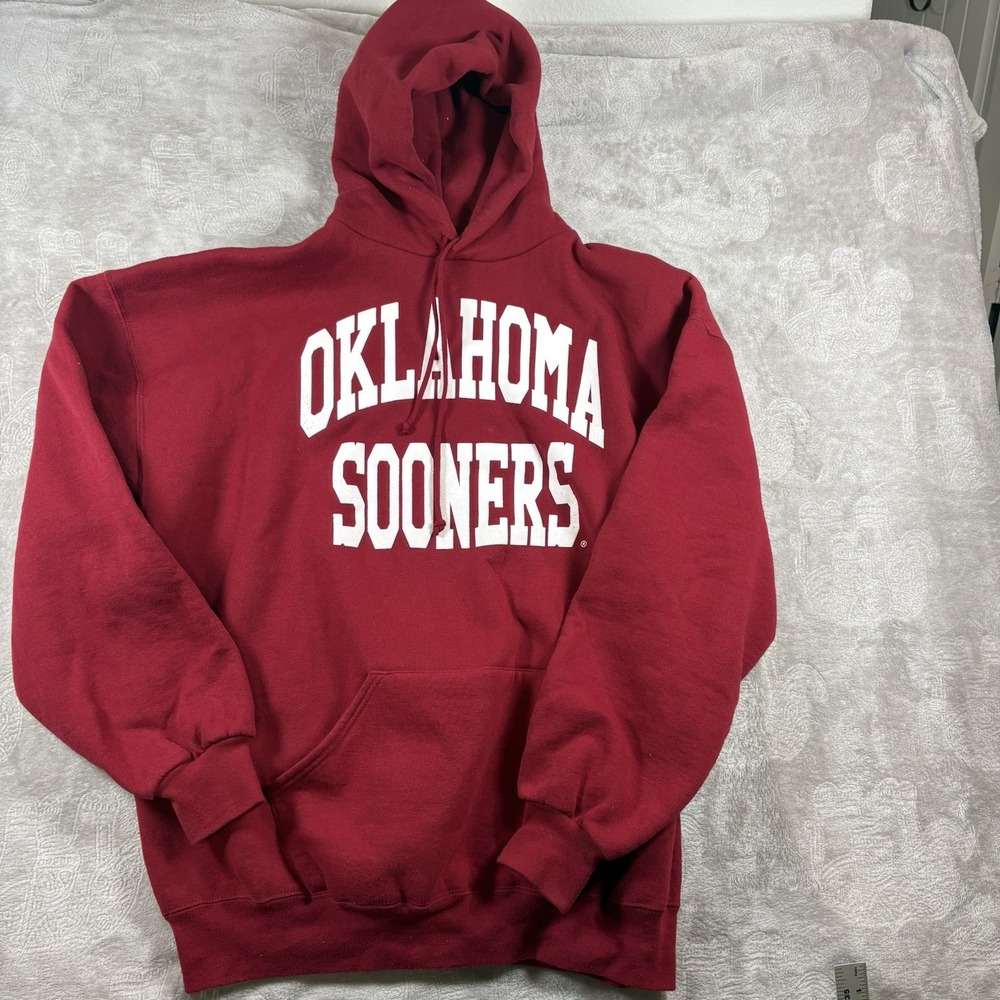 Vintage 90s Russell Athletic Oklahoma Football Hoodie Sweatshirt XXL USA Red